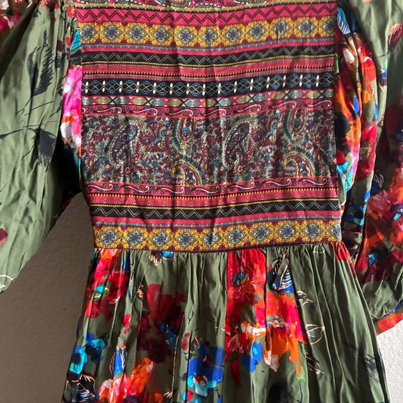 🆕Umgee Women's Olive Bohemian Multi-prints  Tunic Dress S🆕 - Picture 8 of 11
